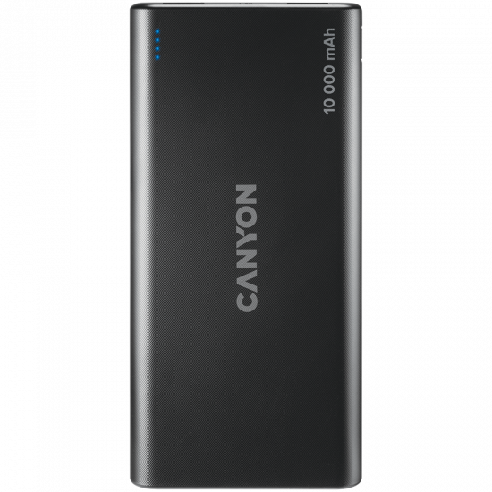 CANYON PB-108 Power bank 10000mAh Li-poly battery, Input 5V/2A, Output 5V/2.1A(Max), 140*68*16mm, 0.230Kg, Black