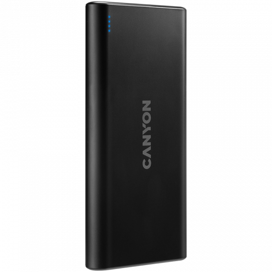 CANYON PB-108 Power bank 10000mAh Li-poly battery, Input 5V/2A, Output 5V/2.1A(Max), 140*68*16mm, 0.230Kg, Black