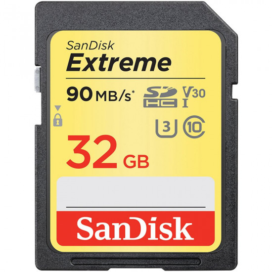 SanDisk Extreme SDHC Card 32GB 90MB/s V30 UHS-I U3; EAN: 619659147037 SanDisk Extreme SDHC Card 32GB 90MB/s V30 UHS-I U3; EAN: 619659147037