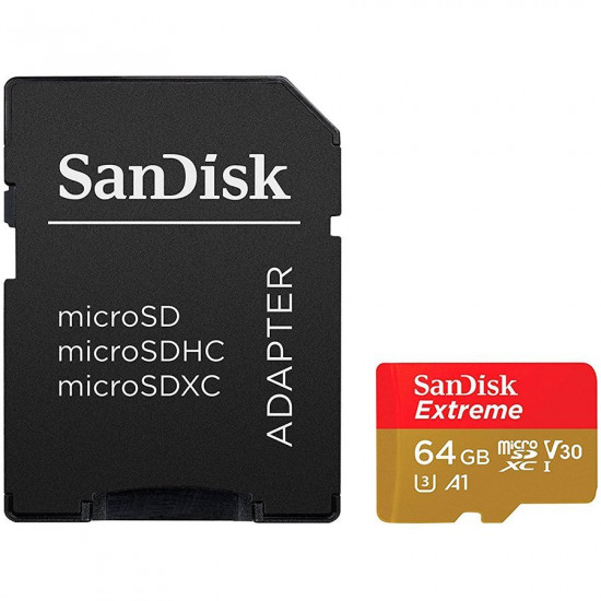 SanDisk Extreme microSDXC 64GB + SD Adapter + Rescue Pro Deluxe 160MB/s A2 C10 V30 UHS-I U3; EAN: 619659169770 SanDisk Extreme microSDXC 64GB + SD Adapter + Rescue Pro Deluxe 160MB/s A2 C10 V30 UHS-I U3; EAN: 619659169770
