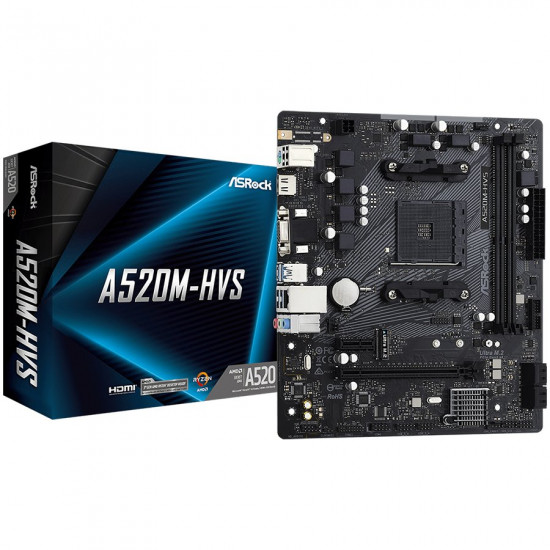 ASROCK Main Board Desktop A520M-HVS (AM4, 2xDDR4, PCIe 3.0 x16,PCIe 3.0 x1, M.2, 4 SATA3, D-Sub, HDMI, mATX, retail) ASROCK Main Board Desktop A520M-HVS (AM4, 2xDDR4, PCIe 3.0 x16,PCIe 3.0 x1, M.2, 4 SATA3, D-Sub, HDMI, mATX, retail)