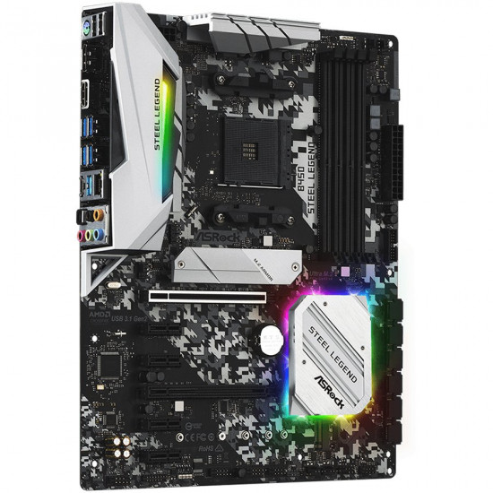 ASROCK Main Board Desktop B450 STEEL LEGEND (4xDDR4, HDMI/DP ,2xPCIe x16,4xPCIe x1, 2xM.2, 6 SATA3, USB 3.1,Type-C 1xCOM Port Header, 1 x PS/2) ATX retail ASROCK Main Board Desktop B450 STEEL LEGEND (4xDDR4, HDMI/DP ,2xPCIe x16,4xPCIe x1, 2xM.2, 6 SATA3, USB 3.1,Type-C 1xCOM Port Header, 1 x PS/2) ATX retail