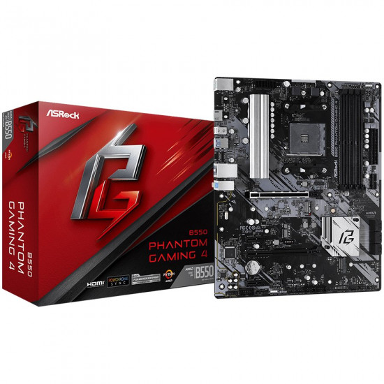 ASROCK Main Board Desktop B550 PHANTOM GAMING 4 (SAM4,4xDDR4,4xPCI 3.0x16,2xPCI Ex1,SATA III,1xM.2,1xUlraM.2,USB3.0,GLAN, VGA,HDMI,DP), retail ASROCK Main Board Desktop B550 PHANTOM GAMING 4 (SAM4,4xDDR4,4xPCI 3.0x16,2xPCI Ex1,SATA III,1xM.2,1xUlraM.2,USB3.0,GLAN, VGA,HDMI,DP), retail