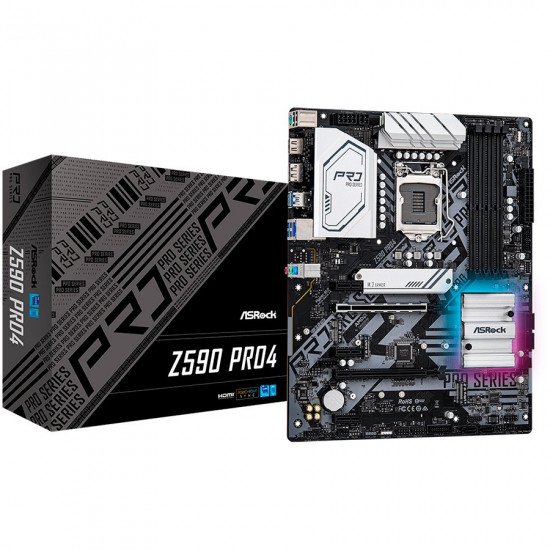ASROCK Main Board Desktop Z590 chipset (S1200, 4x DDR4, 2x PCIe x16, 3x PCIe x1, 6x SATA3, 2x M.2, 4x USB3.0, 2x USB2.0, GLAN, 1x HDMI, 1x DP) ATX. ASROCK Main Board Desktop Z590 chipset (S1200, 4x DDR4, 2x PCIe x16, 3x PCIe x1, 6x SATA3, 2x M.2, 4x USB3.0, 2x USB2.0, GLAN, 1x HDMI, 1x DP) ATX.