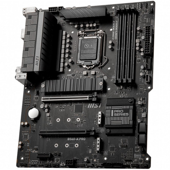 MSI B560-A PRO, ATX, Socket 1200, Dual Channel DDR4 up to 5066(OC)MHz, 2x PCIe x16 slots, 3x M.2 slots, 1x HDMI, 1x DP, 5x USB 3.2, 4x USB 2.0, Type-C, 7.1 HD Audio, 2.5Gbps LAN MSI B560-A PRO, ATX, Socket 1200, Dual Channel DDR4 up to 5066(OC)MHz, 2x PCIe x16 slots, 3x M.2 slots, 1x HDMI, 1x DP, 5x USB 3.2, 4x USB 2.0, Type-C, 7.1 HD Audio, 2.5Gbps LAN