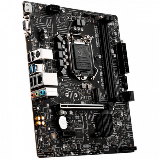 MSI B560M PRO-E,m-ATX,Socket 1200,Intel B560 Chipset,2 DIMMs,Dual Channel DDR4 up to 4800(OC)MHz,1x PCIe x16 slot,1x M.2 slot,2x USB 3.2 Gen 1,4x USB 2.0,1x HDMI,1x VGA,1G LAN,7.1 Audio,3y warranty MSI B560M PRO-E,m-ATX,Socket 1200,Intel B560 Chipset,2 DIMMs,Dual Channel DDR4 up to 4800(OC)MHz,1x PCIe x16 slot,1x M.2 slot,2x USB 3.2 Gen 1,4x USB 2.0,1x HDMI,1x VGA,1G LAN,7.1 Audio,3y warranty