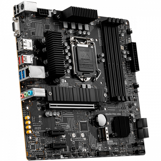 MSI B560M PRO-VDH,m-ATX,Socket 1200,Intel B560 Chipset,4 DIMMs Dual Channel DDR4 up to 5066(OC)MHz,1x PCIe x16 slot,2x M.2 slot,2x USB 3.2 Gen 2,2x USB 3.2 Gen 1,2x USB 2.0,1x HDMI,1x DP,1x VGA,2.5G LAN, 7.1 Audio,3y warranty MSI B560M PRO-VDH,m-ATX,Socket 1200,Intel B560 Chipset,4 DIMMs Dual Channel DDR4 up to 5066(OC)MHz,1x PCIe x16 slot,2x M.2 slot,2x USB 3.2 Gen 2,2x USB 3.2 Gen 1,2x USB 2.0,1x HDMI,1x DP,1x VGA,2.5G LAN, 7.1 Audio,3y warranty