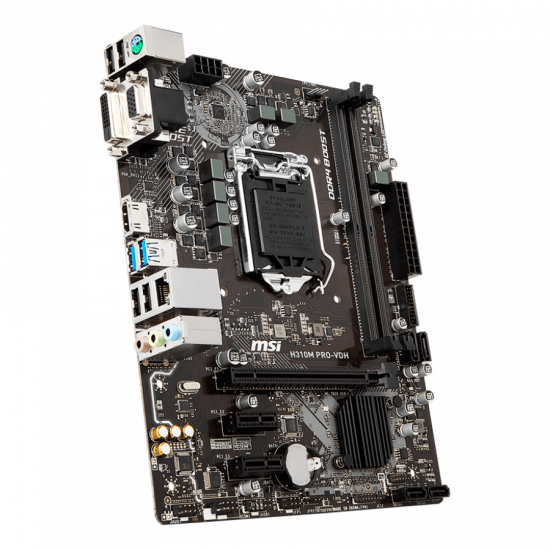 MSI H310M PRO-VDH, mATX, Socket 1151, Dual Channel DDR4 2666 MHz, 1x PCIe 3.0 x16 slot, 1x VGA, 1x DVI-D, 1x HDMI, 2x USB 3.1 Gen1, 4x USB 2.0, 7.1 HD Audio, 1Gbps LAN MSI H310M PRO-VDH, mATX, Socket 1151, Dual Channel DDR4 2666 MHz, 1x PCIe 3.0 x16 slot, 1x VGA, 1x DVI-D, 1x HDMI, 2x USB 3.1 Gen1, 4x USB 2.0, 7.1 HD Audio, 1Gbps LAN