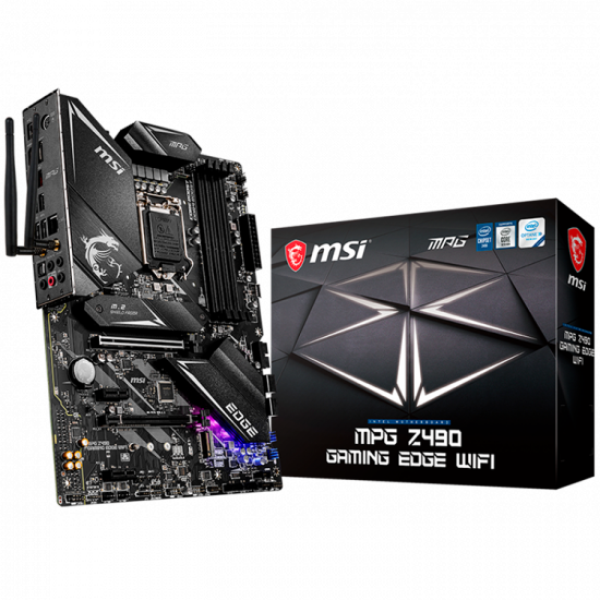 MSI MPG Z490 GAMING EDGE WIFI, ATX, Socket 1200, Dual Channel DDR4 5000+(OC)MHz, 2x PCIe 3.0 x16 slots, 2x M.2 slots, 1x HDMI, 1x DP, 6x USB 3.2, 2x USB 2.0, Type-C, 7.1 HD Audio, 2.5Gbps LAN, WIFI, BT MSI MPG Z490 GAMING EDGE WIFI, ATX, Socket 1200, Dual Channel DDR4 5000+(OC)MHz, 2x PCIe 3.0 x16 slots, 2x M.2 slots, 1x HDMI, 1x DP, 6x USB 3.2, 2x USB 2.0, Type-C, 7.1 HD Audio, 2.5Gbps LAN, WIFI, BT