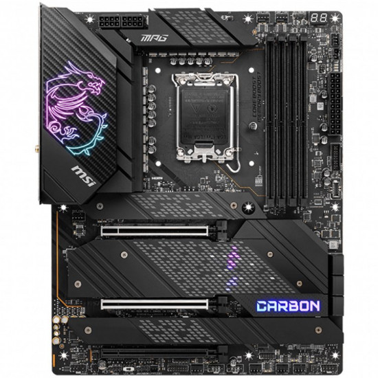 MSI MPG Z690 CARBON WIFI, ATX, Socket 1700, Dual Channel DDR5 6666(OC)MHz, 3x PCIe x16 slots, 5x M.2 slots, 1x HDMI, 1x DP, 1x USB3.2 Gen2x2, 5x USB 3.2 Gen 2, 4x USB 2.0, Type-C, 7.1 HD Audio, 2.5Gbps LAN, WI-FI 6E, BT, 3Y MSI MPG Z690 CARBON WIFI, ATX, Socket 1700, Dual Channel DDR5 6666(OC)MHz, 3x PCIe x16 slots, 5x M.2 slots, 1x HDMI, 1x DP, 1x USB3.2 Gen2x2, 5x USB 3.2 Gen 2, 4x USB 2.0, Type-C, 7.1 HD Audio, 2.5Gbps LAN, WI-FI 6E, BT, 3Y