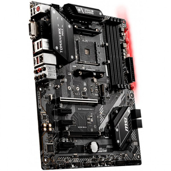 MSI Main Board Desktop B450 TOMAHAWK MAX II (B450, AM4, 4xDDR4, 1x PCIe 3.0 x16 slot,1x M.2 slot,2x USB 3.2 Gen2 (1x Type-C),2x USB 3.2 Gen1,2x USB 2.0,1x HDMI,1x DVI-D, Gigabit LAN,7.1 HD Audio, ATX, Retail) MSI Main Board Desktop B450 TOMAHAWK MAX II (B450, AM4, 4xDDR4, 1x PCIe 3.0 x16 slot,1x M.2 slot,2x USB 3.2 Gen2 (1x Type-C),2x USB 3.2 Gen1,2x USB 2.0,1x HDMI,1x DVI-D, Gigabit LAN,7.1 HD Audio, ATX, Retail)