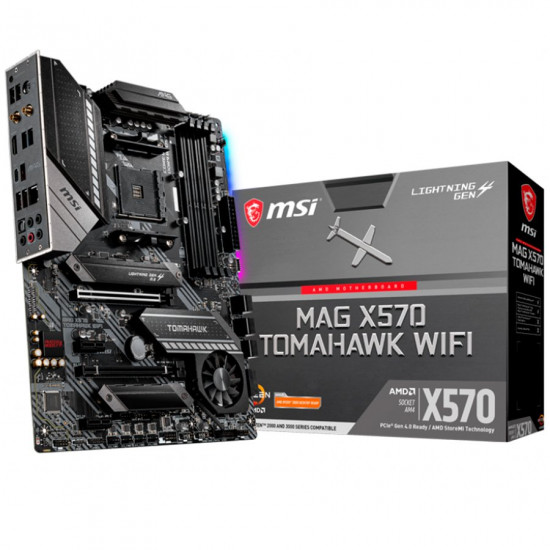 MSI Main Board Desktop MAG X570 TOMAHAWK WIFI (AM4, 4xDDR4, 2xPCI-E x16, 2xPCI-E x1, 2xM.2, 6xSATA3, 5xUSB3.2Gen2, 6xUSB3.2 Gen1, 6x USB 2.0, RAID, HDMI, 1x 2.5GLAN, Wi-Fi 6 AX200) ATX MSI Main Board Desktop MAG X570 TOMAHAWK WIFI (AM4, 4xDDR4, 2xPCI-E x16, 2xPCI-E x1, 2xM.2, 6xSATA3, 5xUSB3.2Gen2, 6xUSB3.2 Gen1, 6x USB 2.0, RAID, HDMI, 1x 2.5GLAN, Wi-Fi 6 AX200) ATX