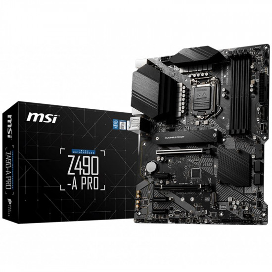 MSI Main Board Desktop Z490-A PRO (Z490, s1200, 2x PCI-E 3.0 x16, DP, HDMI, 4x DDR4, 3x PCIe 3.0 x1, 2x M.2(Gen3 x4), 6x SATA 6Gb/s, 2x USB 3.2 Gen 2, 7x USB 3.2 Gen 1, 6x USB 2.0, 8125B 2.5G LAN, 7.1 HD Audio, ATX, Retail) MSI Main Board Desktop Z490-A PRO (Z490, s1200, 2x PCI-E 3.0 x16, DP, HDMI, 4x DDR4, 3x PCIe 3.0 x1, 2x M.2(Gen3 x4), 6x SATA 6Gb/s, 2x USB 3.2 Gen 2, 7x USB 3.2 Gen 1, 6x USB 2.0, 8125B 2.5G LAN, 7.1 HD Audio, ATX, Retail)