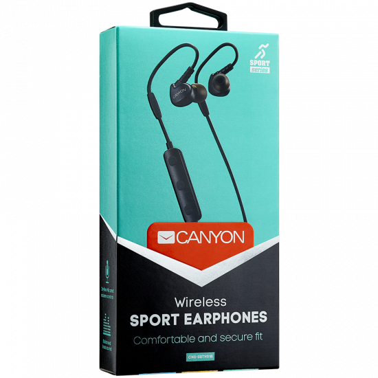 Слушалки CANYON BTH-1 Bluetooth sport earphones with microphone, cable length 0.3m, 18*25*22mm, 0.028kg, Black Слушалки CANYON BTH-1 Bluetooth sport earphones with microphone, cable length 0.3m, 18*25*22mm, 0.028kg, Black