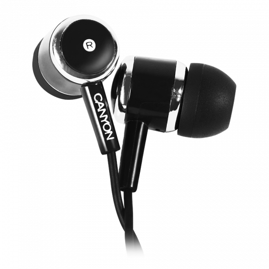 Слушалки CANYON Stereo earphones with microphone, Black Слушалки CANYON Stereo earphones with microphone, Black