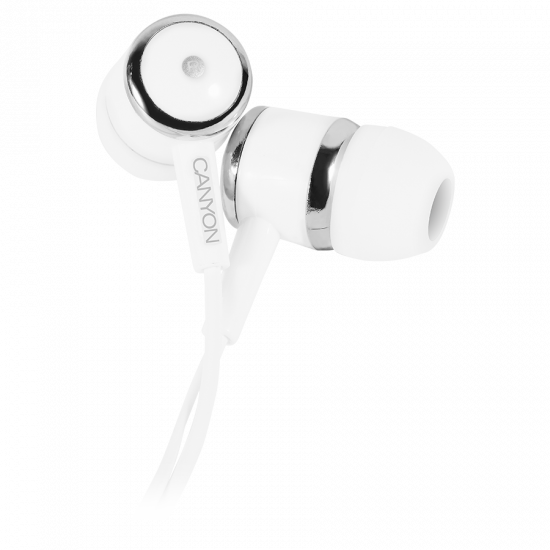 Слушалки CANYON Stereo earphones with microphone, White Слушалки CANYON Stereo earphones with microphone, White