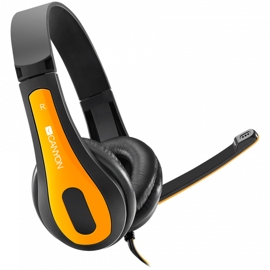 Слушалки CANYON entry price PC headset, combined 3,5 plug, leather pads, Black-yellow Слушалки CANYON entry price PC headset, combined 3,5 plug, leather pads, Black-yellow