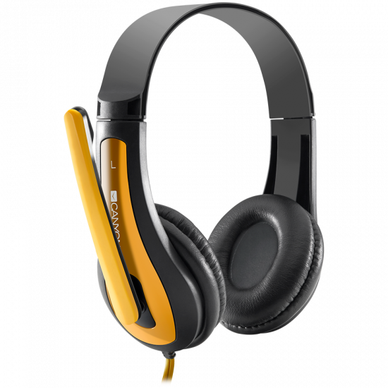 Слушалки CANYON entry price PC headset, combined 3,5 plug, leather pads, Black-yellow Слушалки CANYON entry price PC headset, combined 3,5 plug, leather pads, Black-yellow