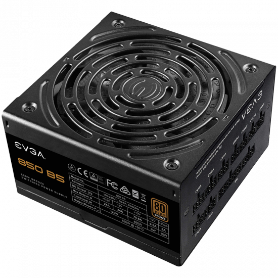 EVGA 850 B5, 80 Plus BRONZE 850W, Fully Modular, EVGA ECO Mode, Compact 150mm Size, 5 Year Warranty EVGA 850 B5, 80 Plus BRONZE 850W, Fully Modular, EVGA ECO Mode, Compact 150mm Size, 5 Year Warranty