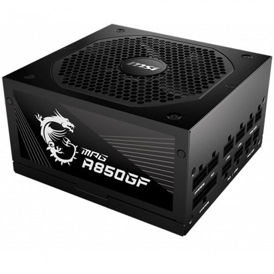 MSI MPG A850GF, 850W, 80 Plus Gold(Up to 90% Efficiency), ATX Form Factor, 100~240 Vac Input Voltage, 47Hz ~ 63Hz Input Frequency, 140 mm Fan, 150 x 160 x 86mm, Active PFC, OCP / OVP / OPP / OTP / SCP / UVP Protections MSI MPG A850GF, 850W, 80 Plus Gold(Up to 90% Efficiency), ATX Form Factor, 100~240 Vac Input Voltage, 47Hz ~ 63Hz Input Frequency, 140 mm Fan, 150 x 160 x 86mm, Active PFC, OCP / OVP / OPP / OTP / SCP / UVP Protections