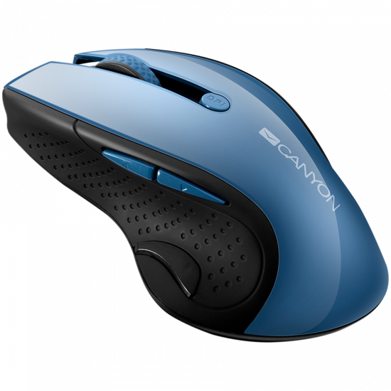 CANYON 2.4Ghz wireless mouse, optical tracking - blue LED, 6 buttons, DPI 1000/1200/1600, Blue Gray pearl glossy CANYON 2.4Ghz wireless mouse, optical tracking - blue LED, 6 buttons, DPI 1000/1200/1600, Blue Gray pearl glossy
