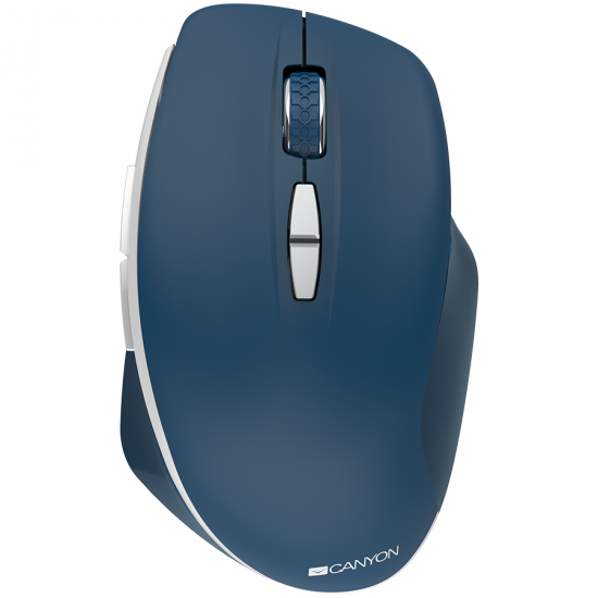 Canyon  2.4 GHz  Wireless mouse ,with 7 buttons, DPI 800/1200/1600, Battery: AAA*2pcs,Blue,72*117*41mm, 0.075kg