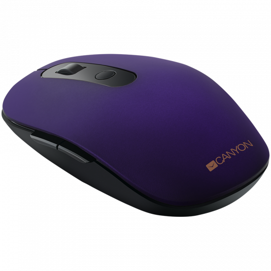 Canyon 2 in 1 Wireless optical mouse with 6 buttons, DPI 800/1000/1200/1500, 2 mode(BT/ 2.4GHz), Battery AA*1pcs, Violet, silent switch for right/left keys, 65.4*112.25*32.3mm, 0.092kg Canyon 2 in 1 Wireless optical mouse with 6 buttons, DPI 800/1000/1200/1500, 2 mode(BT/ 2.4GHz), Battery AA*1pcs, Violet, silent switch for right/left keys, 65.4*112.25*32.3mm, 0.092kg
