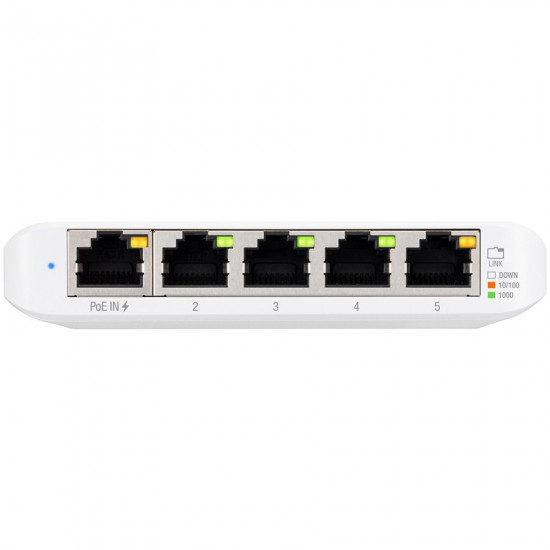 Ubiquiti USW-Flex-Mini-3 5-Port managed Gigabit Ethernet switch powered by 802.3af/at PoE or 5V, 1A USB-C power adapter