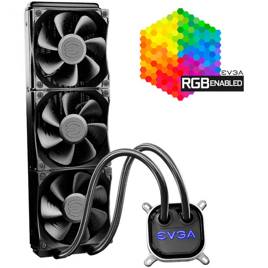 EVGA CLC 360mm All-In-One RGB LED CPU Liquid Cooler, 3x FX12 120mm PWM Fans, Intel Socket LGA20XX/1200/115X/1366, AMD Socket AM2/AM3/AM4/FM1/FM2/TR4, 5 Year Warranty EVGA CLC 360mm All-In-One RGB LED CPU Liquid Cooler, 3x FX12 120mm PWM Fans, Intel Socket LGA20XX/1200/115X/1366, AMD Socket AM2/AM3/AM4/FM1/FM2/TR4, 5 Year Warranty
