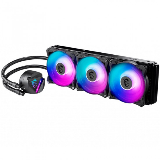MSI MAG CORELIQUID 360R, AIO ARGB CPU Liquid Cooler, 360mm Radiator - Triple 120mm RGB PWM Fans, Intel 1150/1151/1155/1156/1200/1366/2011/2011-3/2066; AMD AM4/FM2+/FM2/FM1/AM3+/AM3/AM2+/AM2/TR4/sTRX4/SP3, 500~2000 RPM, 394x120x27mm, Aluminum Radiator MSI MAG CORELIQUID 360R, AIO ARGB CPU Liquid Cooler, 360mm Radiator - Triple 120mm RGB PWM Fans, Intel 1150/1151/1155/1156/1200/1366/2011/2011-3/2066; AMD AM4/FM2+/FM2/FM1/AM3+/AM3/AM2+/AM2/TR4/sTRX4/SP3, 500~2000 RPM, 394x120x27mm, Aluminum Radiator