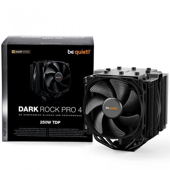 be quiet! Dark Rock Pro 4 Intel: LGA 1150 / 1151 / 1155 / 1156 / 1366 / 2011(-3) Square ILM / 2066, AMD: AM2(+) / AM3(+) / AM4 / FM1 / FM2(+), 1x Silent Wings 3 120mm PWM, 1x Silent Wings 135mm PWM, TDP (W): 250, 1500 rpm, 12.8 dB - 24.3 dB be quiet! Dark Rock Pro 4 Intel: LGA 1150 / 1151 / 1155 / 1156 / 1366 / 2011(-3) Square ILM / 2066, AMD: AM2(+) / AM3(+) / AM4 / FM1 / FM2(+), 1x Silent Wings 3 120mm PWM, 1x Silent Wings 135mm PWM, TDP (W): 250, 1500 rpm, 12.8 dB - 24.3 dB