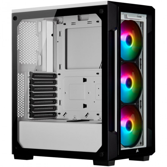 CORSAIR iCUE 220T RGB Tempered Glass Mid-Tower Smart Case — White CORSAIR iCUE 220T RGB Tempered Glass Mid-Tower Smart Case — White