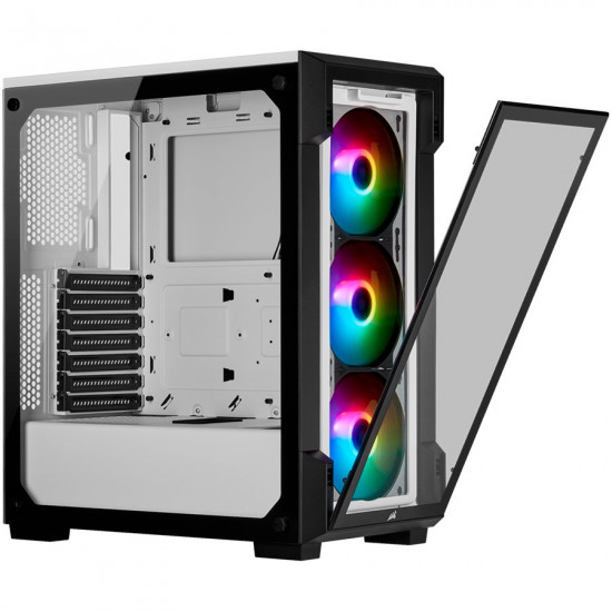 CORSAIR iCUE 220T RGB Tempered Glass Mid-Tower Smart Case — White CORSAIR iCUE 220T RGB Tempered Glass Mid-Tower Smart Case — White