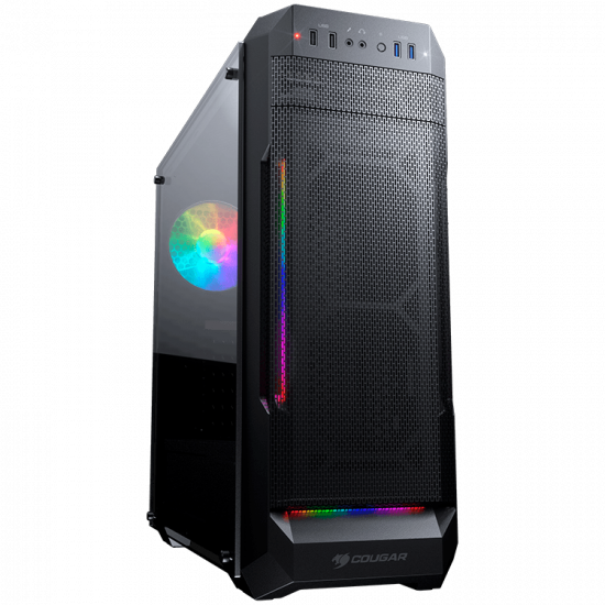 Chassis COUGAR MX331 Mesh-G, Mid Tower, MiniITX/MicroATX/ATX, 204x481x443(mm), USB 3.0 x 2, USB 2.0 x 2, Mic x 1 / Audio x 1, RGB Control Button, Mesh with ARGB strips Front Panel, 120mm x 1(ARGB fan x 1 pre-installed), 4mm Tempered Glass Left Panel Chassis COUGAR MX331 Mesh-G, Mid Tower, MiniITX/MicroATX/ATX, 204x481x443(mm), USB 3.0 x 2, USB 2.0 x 2, Mic x 1 / Audio x 1, RGB Control Button, Mesh with ARGB strips Front Panel, 120mm x 1(ARGB fan x 1 pre-installed), 4mm Tempered Glass Left Panel