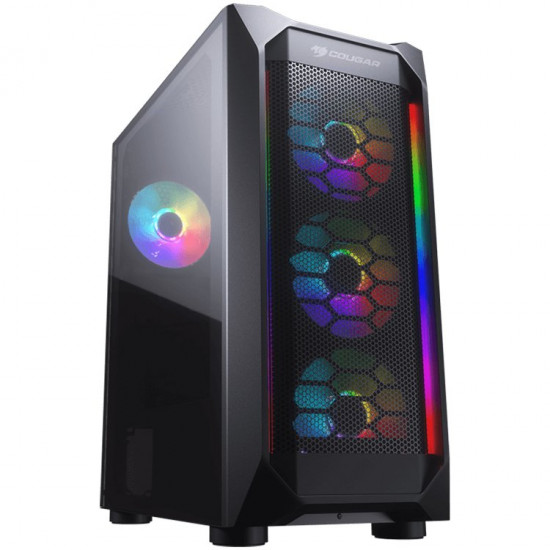 Chassis COUGAR MX410 Mesh-G RGB, Mid Tower, MiniITX/MicroATX/ATX, 210 x 455 x 380 (mm), USB 3.0 x 2, USB 2.0 x 2, Mic x 1 / Audio x 1, RGB Control Button, Mesh with RGB strips Front Panel, Transparent Left Panel: 4mm Tempered Glass, Onboard Lighting Chassis COUGAR MX410 Mesh-G RGB, Mid Tower, MiniITX/MicroATX/ATX, 210 x 455 x 380 (mm), USB 3.0 x 2, USB 2.0 x 2, Mic x 1 / Audio x 1, RGB Control Button, Mesh with RGB strips Front Panel, Transparent Left Panel: 4mm Tempered Glass, Onboard Lighting