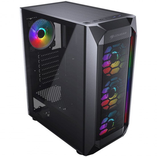 Chassis COUGAR MX410 Mesh-G RGB, Mid Tower, MiniITX/MicroATX/ATX, 210 x 455 x 380 (mm), USB 3.0 x 2, USB 2.0 x 2, Mic x 1 / Audio x 1, RGB Control Button, Mesh with RGB strips Front Panel, Transparent Left Panel: 4mm Tempered Glass, Onboard Lighting Chassis COUGAR MX410 Mesh-G RGB, Mid Tower, MiniITX/MicroATX/ATX, 210 x 455 x 380 (mm), USB 3.0 x 2, USB 2.0 x 2, Mic x 1 / Audio x 1, RGB Control Button, Mesh with RGB strips Front Panel, Transparent Left Panel: 4mm Tempered Glass, Onboard Lighting