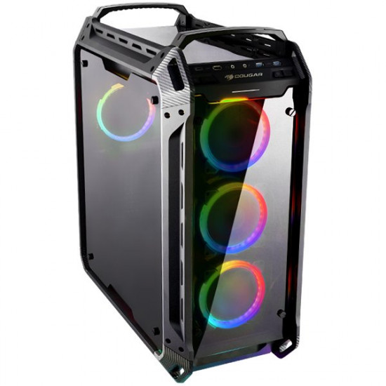 Chassis COUGAR PANZER EVO RGB Full-Tower, Mini ITX/MicroATX/ATX/ CEB/L-ATX/E-ATX (E-ATX up to 12"x11" ), Max. Graphics Card Length-390mm/15.35 (Inch),Max. CPU Cooler Height-170mm/ 6.69 (Inch), CM, Water Cooling Support,USB3.0x2/USB2.0x2 Micx1/Au Chassis COUGAR PANZER EVO RGB Full-Tower, Mini ITX/MicroATX/ATX/ CEB/L-ATX/E-ATX (E-ATX up to 12"x11" ), Max. Graphics Card Length-390mm/15.35 (Inch),Max. CPU Cooler Height-170mm/ 6.69 (Inch), CM, Water Cooling Support,USB3.0x2/USB2.0x2 Micx1/Au