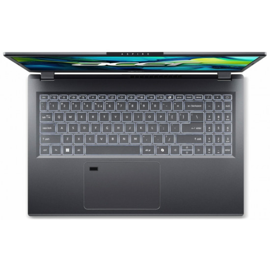 Лаптоп Acer Aspire 15, A15-51M-59Z7, Intel Core 5 120U (up to 5.00GHz, 12MB), 15.6" QHD (2560x1440) IPS SlimBezel, 1*16GB DDR5 4600MHz (1 slot free), 512GB PCIe NVMe SSD, Intel UMA, FHD Cam,WiFi 6E, BT 6E, Backlit Kbd, No OS, Steel Gray