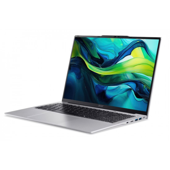 Лаптоп Acer Aspire Lite 16, AL16-52P-50A8, i5 1334U (up to 4.60GHz, 12MB), 16" WUXGA (1920 x 1200)IPS, 1*16GB DDR5 4800MHz (1 slot free), 512GB PCIe NVMe SSD, Intel Iris Xe Graphics, 2.0MP FHD Cam, Wi-Fi 6AX201+BT 5.1, No OS, Silver