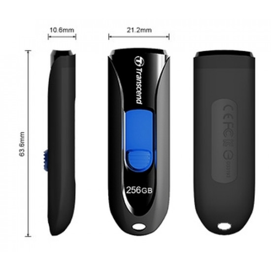 Transcend 256GB, USB3.0, Pen Drive, Capless, Black Transcend 256GB, USB3.0, Pen Drive, Capless, Black