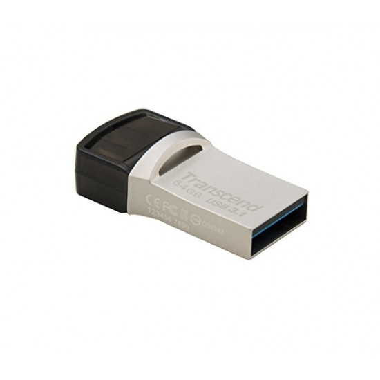 Transcend 64GB JETFLASH 890S, USB 3.1 Type C, Silver Plating Transcend 64GB JETFLASH 890S, USB 3.1 Type C, Silver Plating