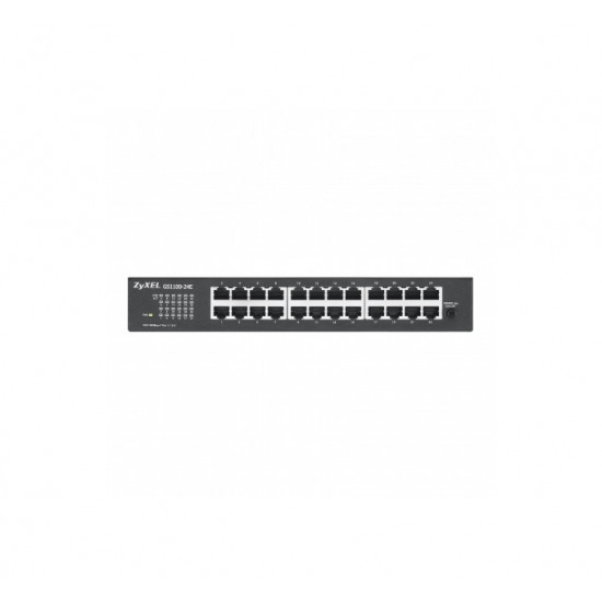 ZyXEL GS1100-24E 24-port Gigabit Unmanaged switch, Fanless, 802.3az (Green), desktop/19" rackmount ZyXEL GS1100-24E 24-port Gigabit Unmanaged switch, Fanless, 802.3az (Green), desktop/19" rackmount