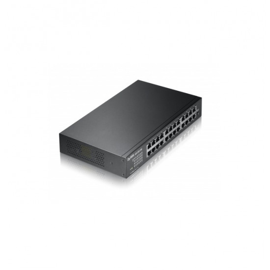 ZyXEL GS1100-24E 24-port Gigabit Unmanaged switch, Fanless, 802.3az (Green), desktop/19" rackmount ZyXEL GS1100-24E 24-port Gigabit Unmanaged switch, Fanless, 802.3az (Green), desktop/19" rackmount