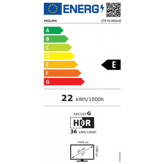 Philips 27E1N1600AE, 27" IPS WLED, 2560x1440@100Hz, 4ms GtG, 1ms MPRT, 350cd m/2, 1500:1, Mega Infinity DCR, Adaptive Sync, FlickerFree, Low Blue Light, 2Wx2, Tilt, Height Adjust, HDMI, USB hub Philips 27E1N1600AE, 27" IPS WLED, 2560x1440@100Hz, 4ms GtG, 1ms MPRT, 350cd m/2, 1500:1, Mega Infinity DCR, Adaptive Sync, FlickerFree, Low Blue Light, 2Wx2, Tilt, Height Adjust, HDMI, USB hub
