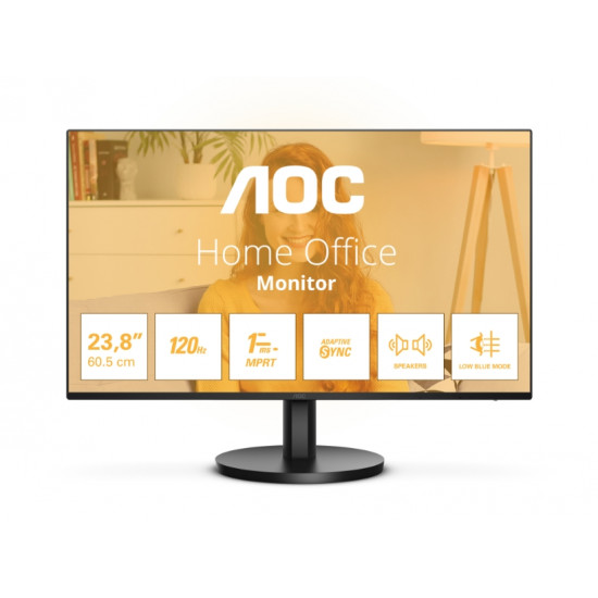 AOC 24B3QA2, 23.8" IPS WLED, 1920x1080@120Hz, 4ms GtG, 1ms MPRT, 300cd m/2, 1300:1, 20M:1 DCR, Adaptive Sync, FlickerFree, Anti Blue Light, 2Wx2, Tilt, D-SUB, HDMI, DP AOC 24B3QA2, 23.8" IPS WLED, 1920x1080@120Hz, 4ms GtG, 1ms MPRT, 300cd m/2, 1300:1, 20M:1 DCR, Adaptive Sync, FlickerFree, Anti Blue Light, 2Wx2, Tilt, D-SUB, HDMI, DP