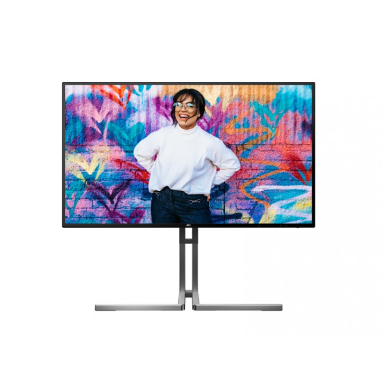 AOC U27U3CV, 27" Nano IPS WLED, 3840x2160@60Hz, 4ms GtG, 400cd m/2, 1300:1, 50M:1 DCR, Adaptive Sync, FlickerFree, Low Blue Light, 3Wx2, Tilt, Height Adjust, Pivot, Swivel, 2xHDMI, DP, USB hub
