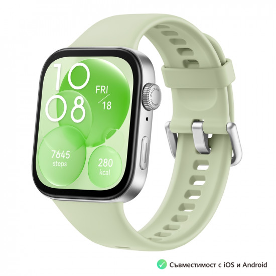 Часовник Huawei Watch Fit 3 Green, Solo-B09S, Solo-B09S, 1.82" AMOLED, 480x408, SPO2, BT5.0, 5ATM, 400mAh Часовник Huawei Watch Fit 3 Green, Solo-B09S, Solo-B09S, 1.82" AMOLED, 480x408, SPO2, BT5.0, 5ATM, 400mAh