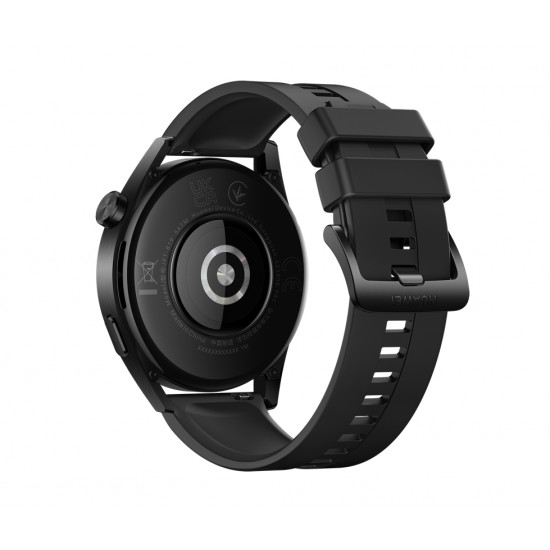 Часовник Huawei Watch GT 3 46mm, Active Jupiter-B19S, 1.43", Amoled, 466x466, PPI 326, 4GB, Bluetooth 5.2 supports BLE/BR/EDR, 5ATM, NFC, GPS, Battery 455 maAh, Black Fluoroelastomer Strap
