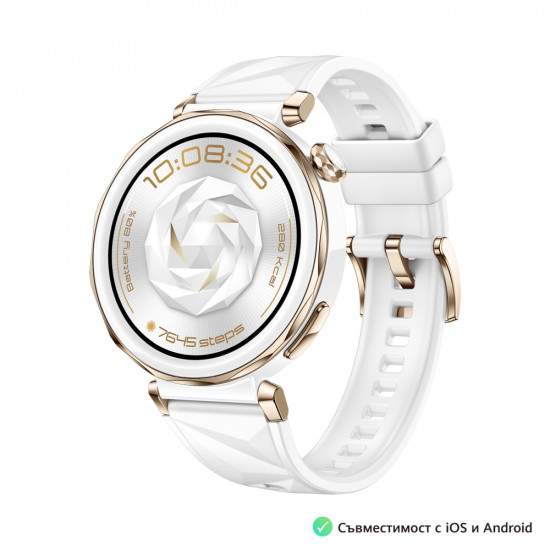 Часовник Huawei Watch GT5 Pro Jana-B29F, 1.32" Amoled 466x466, PPI 352, BT5.2, BLE/BR/EDR, 323mAh, 40-meter free diving, HUAWEI TruSense System, ECG analysis, Battery life up to 7 days, Compatible with iOS and Android devices, White Fluoroelastomer Часовник Huawei Watch GT5 Pro Jana-B29F, 1.32" Amoled 466x466, PPI 352, BT5.2, BLE/BR/EDR, 323mAh, 40-meter free diving, HUAWEI TruSense System, ECG analysis, Battery life up to 7 days, Compatible with iOS and Android devices, White Fluoroelastomer