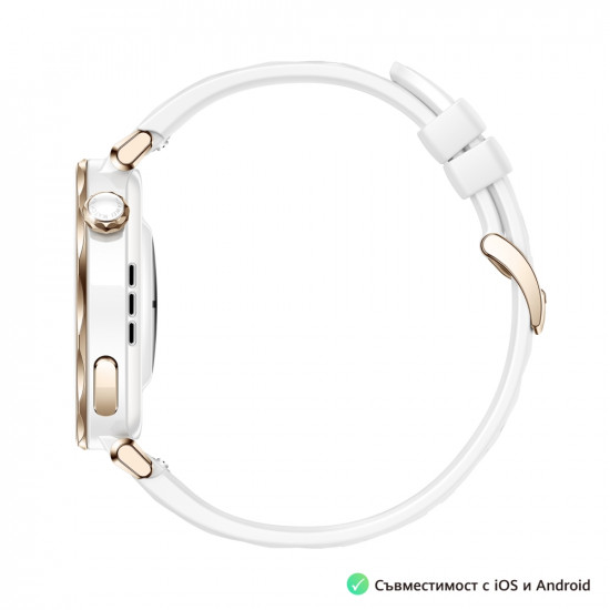 Часовник Huawei Watch GT5 Pro Jana-B29F, 1.32" Amoled 466x466, PPI 352, BT5.2, BLE/BR/EDR, 323mAh, 40-meter free diving, HUAWEI TruSense System, ECG analysis, Battery life up to 7 days, Compatible with iOS and Android devices, White Fluoroelastomer Часовник Huawei Watch GT5 Pro Jana-B29F, 1.32" Amoled 466x466, PPI 352, BT5.2, BLE/BR/EDR, 323mAh, 40-meter free diving, HUAWEI TruSense System, ECG analysis, Battery life up to 7 days, Compatible with iOS and Android devices, White Fluoroelastomer